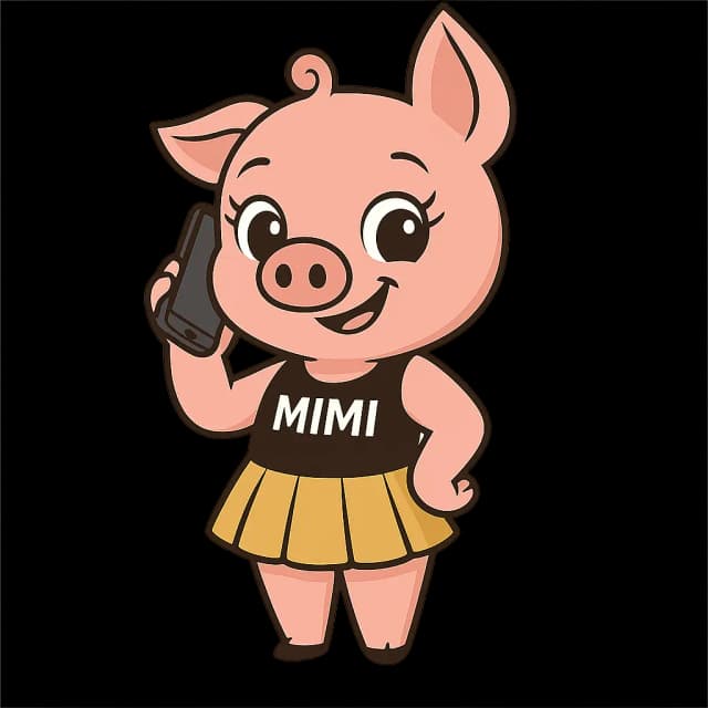 Mimi, mascote da Big Central, falando ao telefone